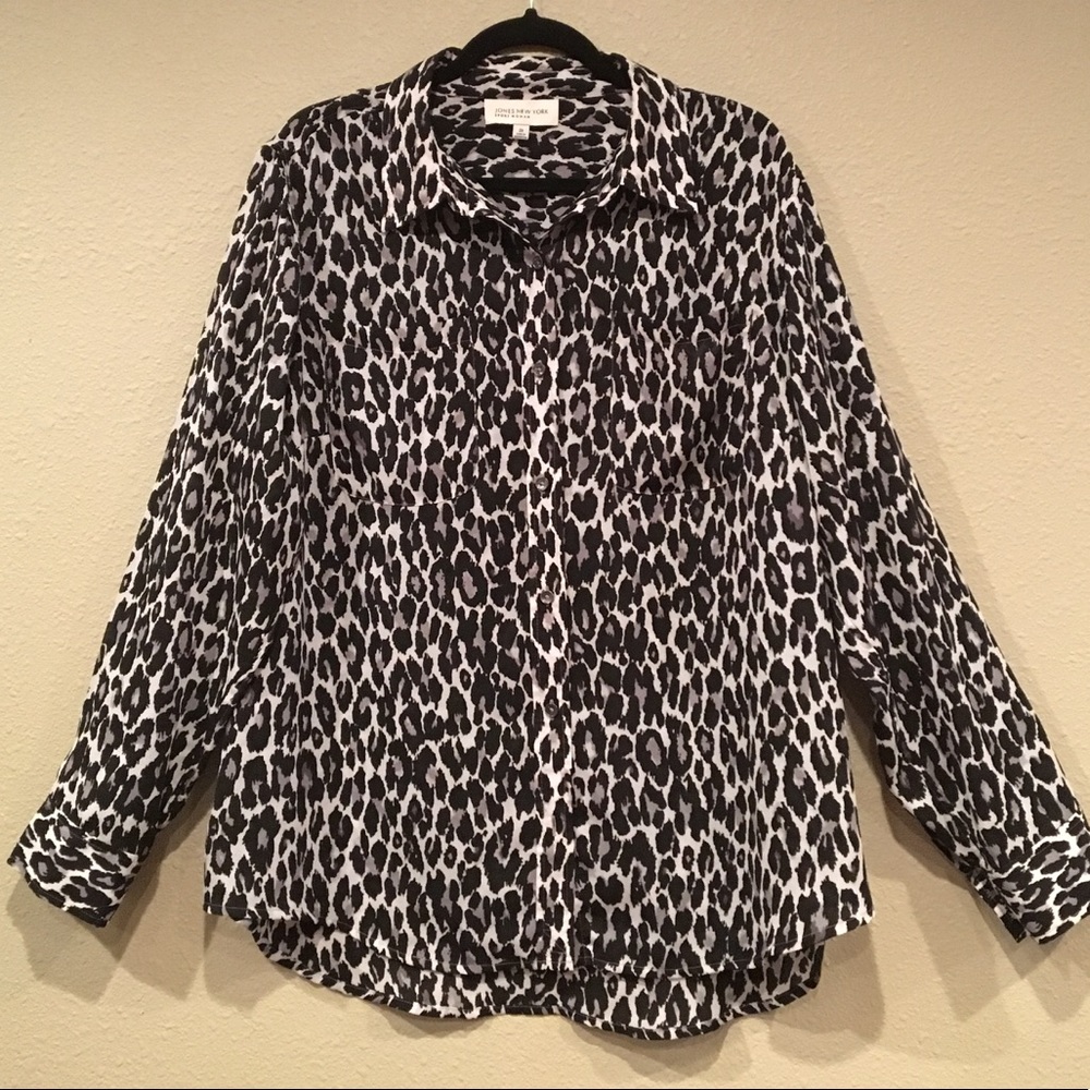 Jones New York Sport Woman Leopard Blouse, 2X